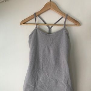 Power Y Tank Luon White and Gray Stipe